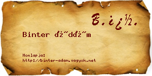 Binter Ádám névjegykártya